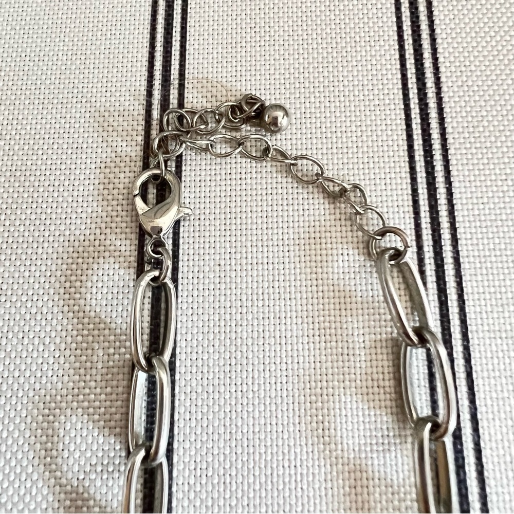 Silver Rhinestone Chunky Chain Necklace - Picture 5 of 5